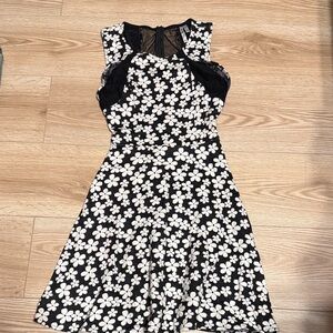 Floral Black and White Dress